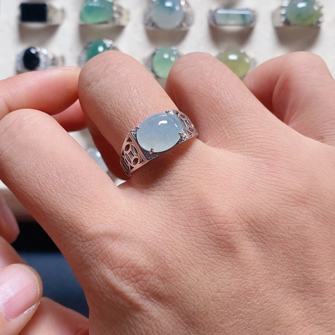 翡翠银S925镶嵌戒指