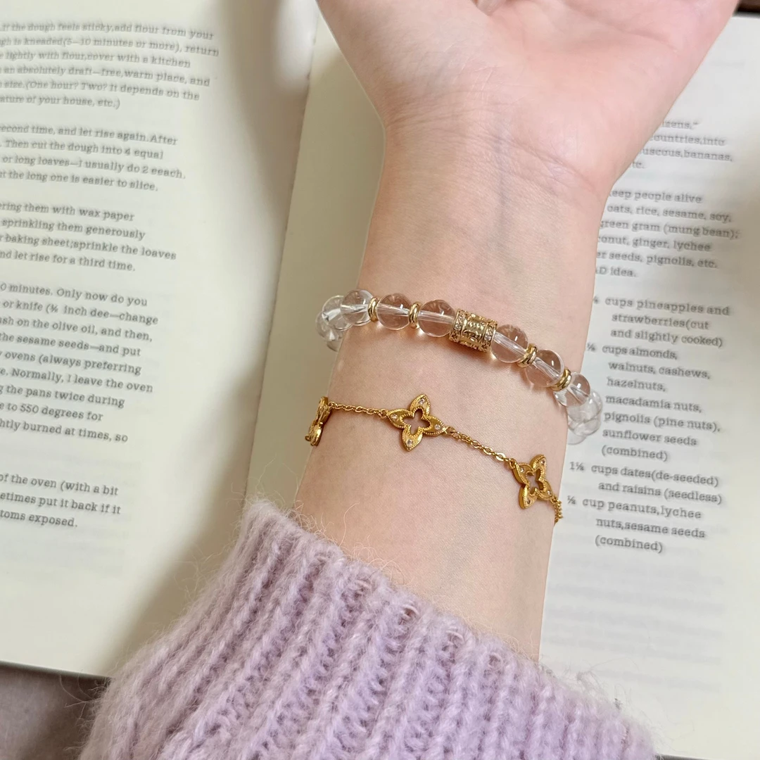 【白冰糖】8mm天然白水晶手串原创设计感白色手串天然水晶Y179
