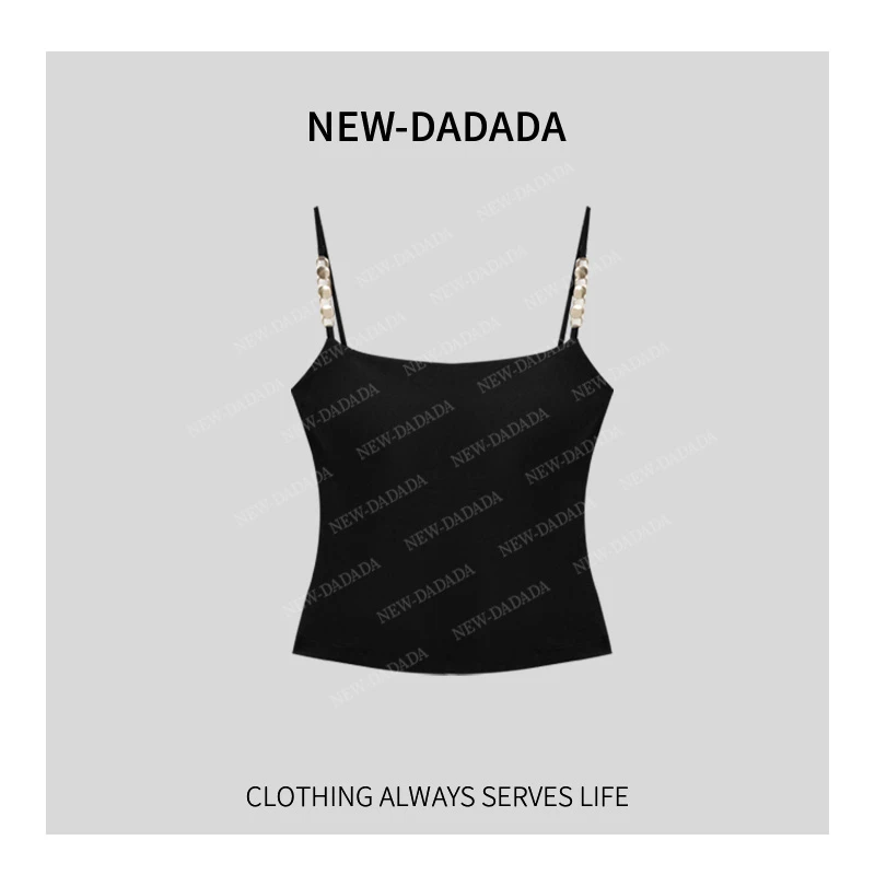 利达NEW DADADA设计感串珠挂脖吊带背心紧身性感美背上衣SDK1738