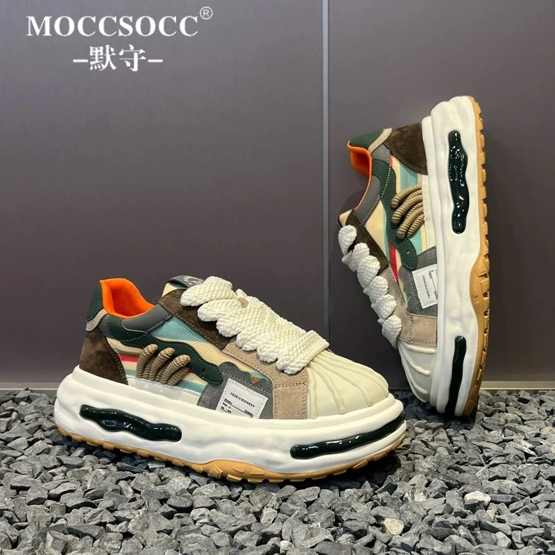 MOCCSOCC板鞋男款厚底增高鞋轻奢小众潮流设计男鞋百搭时尚休闲鞋