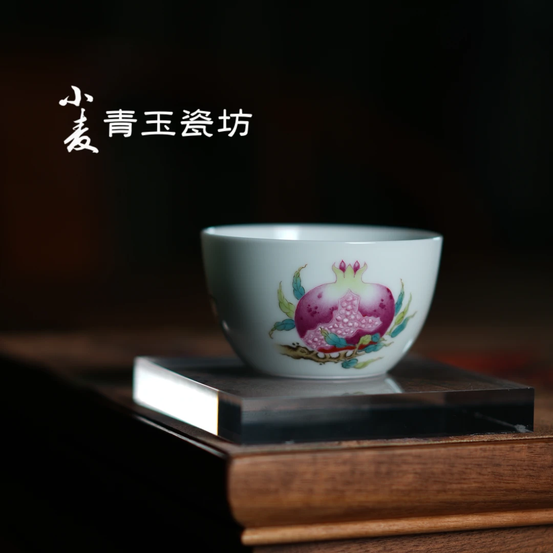 【小麦青玉瓷坊】省级查宏瓒亲绘三多图主人杯收藏级
