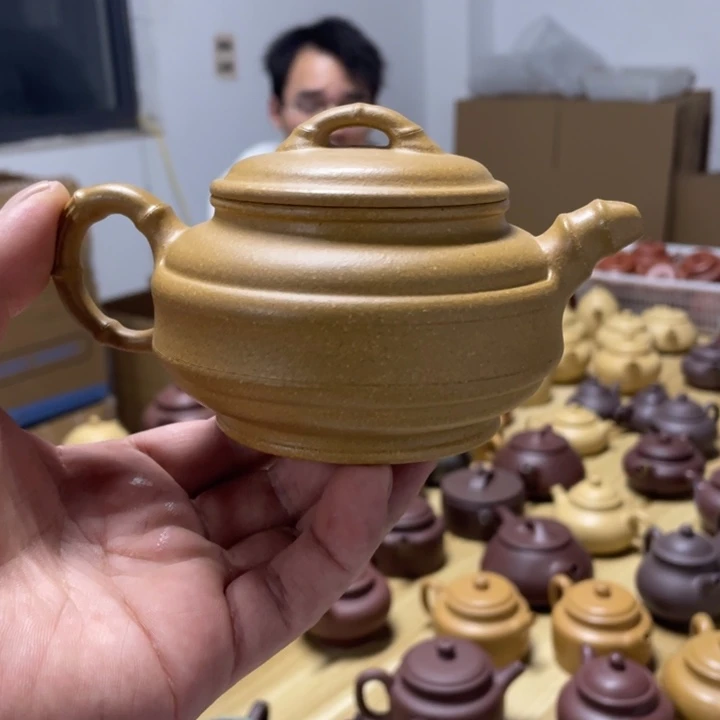 紫砂紫砂双线竹鼓   黄金段