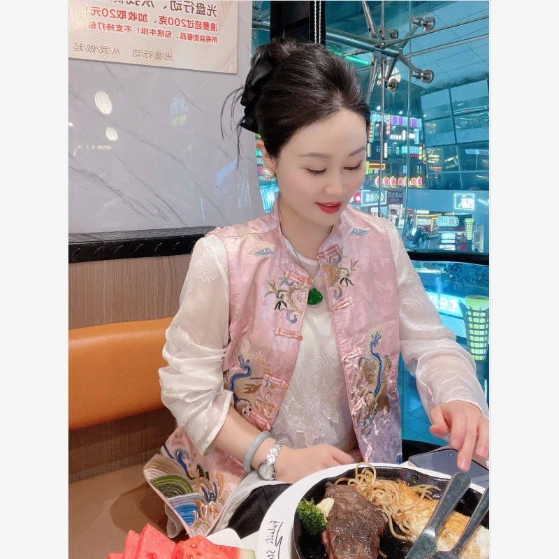 春季气质休闲时尚中国风绣花马甲新中式显瘦民族风复古马夹刺绣