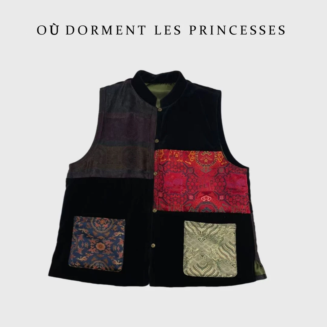 Fen姐|【会写诗的马甲】新中式国风桑蚕丝拼接加厚保暖马甲50848