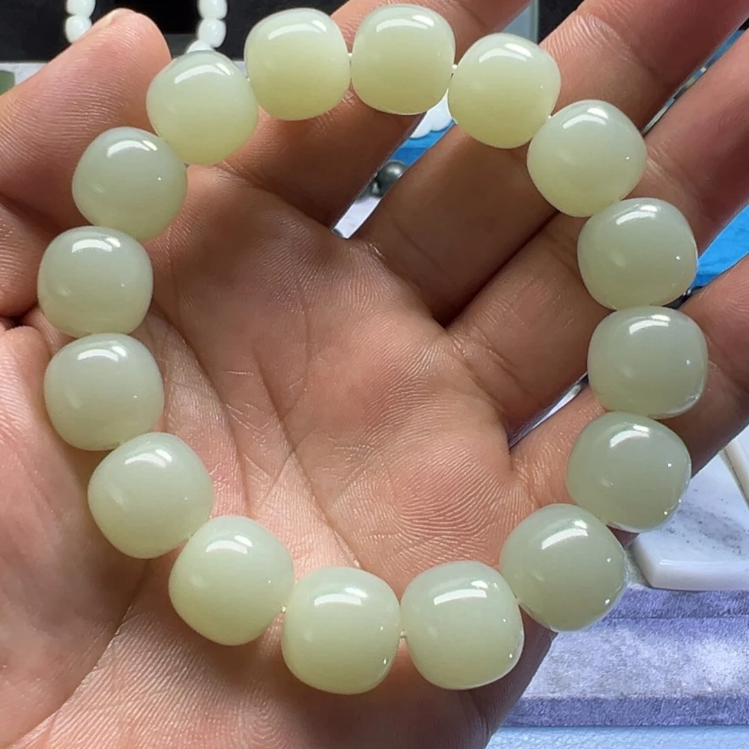 和田玉未镶嵌手链于阗卡14