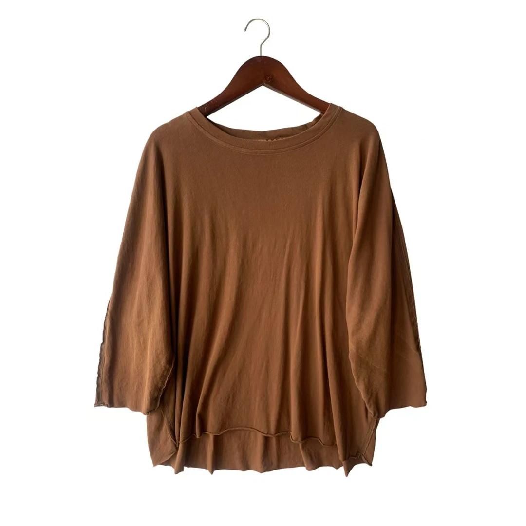 素朴布衣 云雾里原创上新春夏2052复古文艺舒适纯棉七分袖T恤