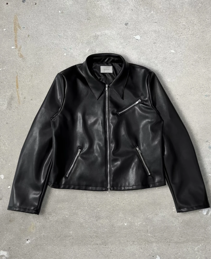 穿上不帅都难！质感好到爆炸！某保459！小众拉链皮衣夹克男女同款