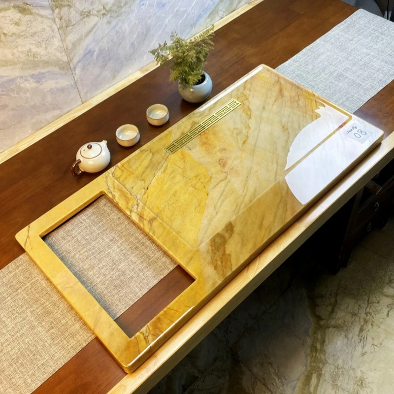 金色丹霞（90*45）天然奢石茶盘 （3580优惠联系客服）