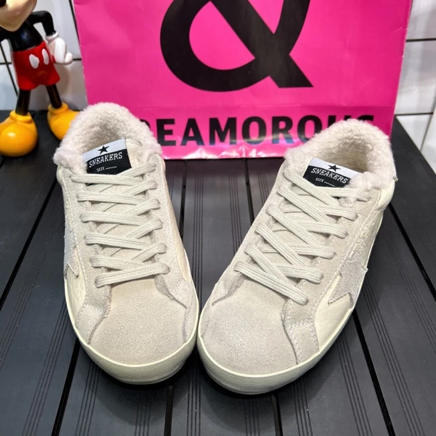 81421冬季荔枝纹韩版纯皮星星百搭做旧小脏鞋保暖舒适女休闲棉鞋