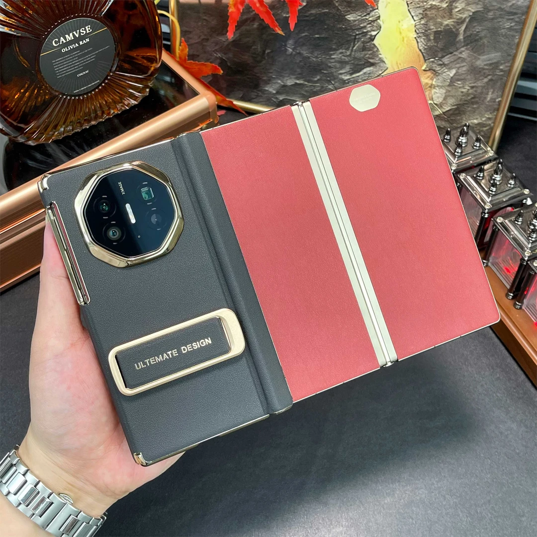 适用华为matext手机壳MateXTS非凡大师折叠真皮保护套双中轴支架