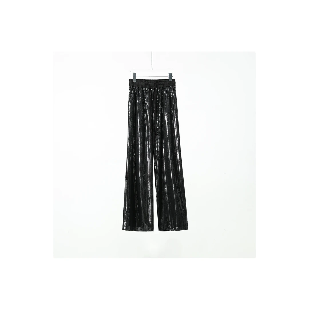 【琪琪板娘】夏季纯色百搭亮片休闲百搭裤-13923159