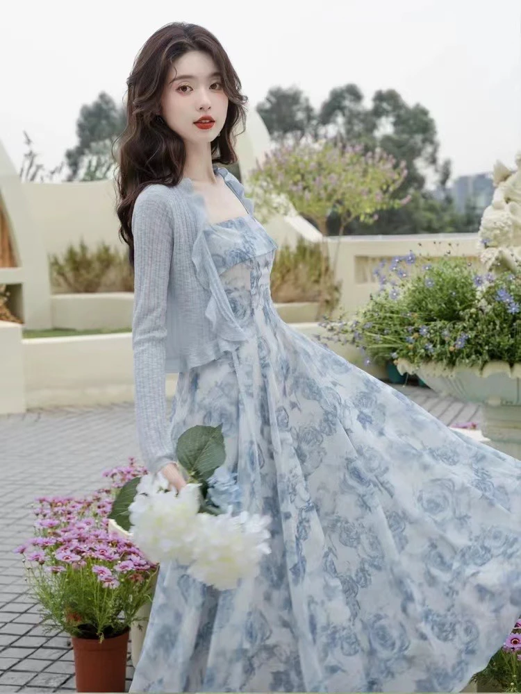 2025潮流仙女风唯美显瘦连衣裙两件套