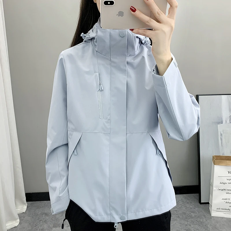 冲锋衣外套女防风防水小个子可拆卸上衣春秋季小香风短款夹克风衣