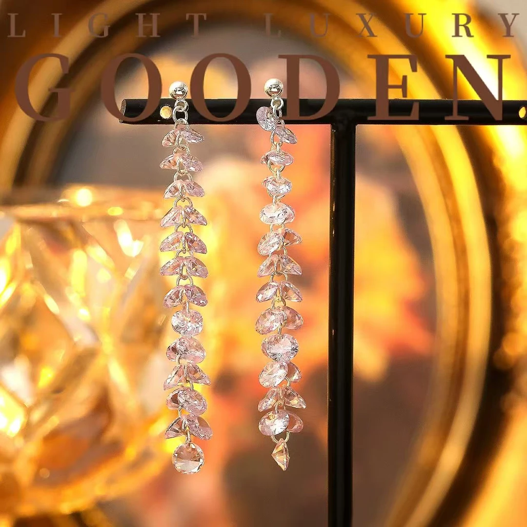 铜合金耳饰 Gooden岛家【洒落星光】925银针紫色春夏新款气质耳环