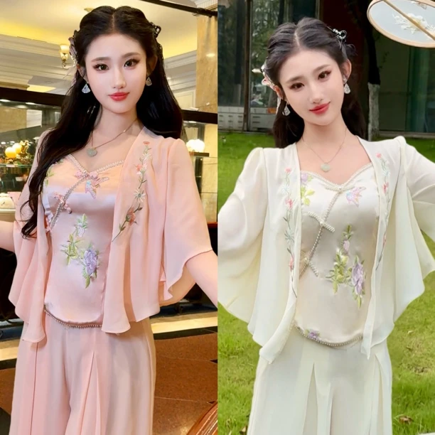 【媛珠 月宫仙子】重工刺绣国风新中式套装汉元素仙气夏季开衫上衣