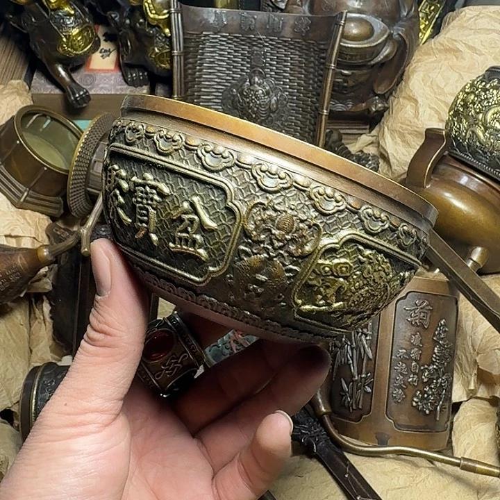 原矿 风魔铜藏收铜摆件