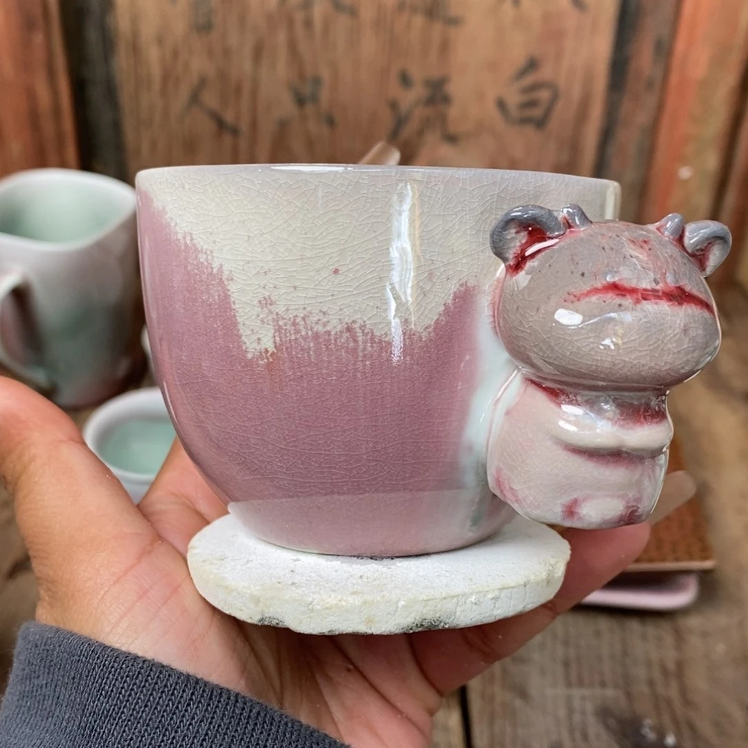杯浪鬼柴烧 釉绘柴烧杯