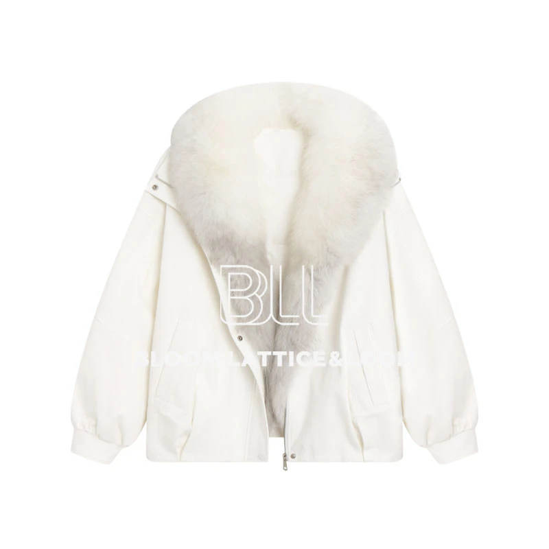 PCNY不理理“雪绒华冕”90白鹅绒狐狸毛真毛领定染霜色保暖派克服