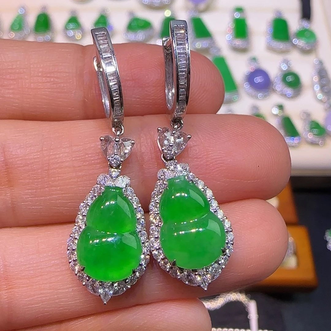 翡翠18K金镶嵌耳饰