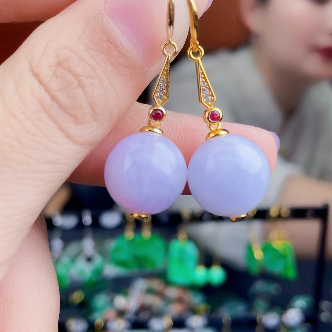 翡翠银S925镶嵌耳饰饰品