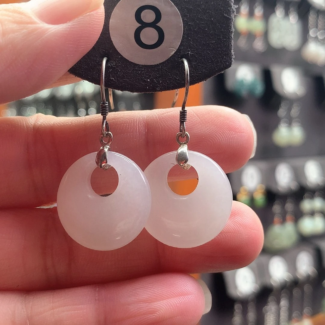 和田玉耳饰银S925镶嵌和田玉8