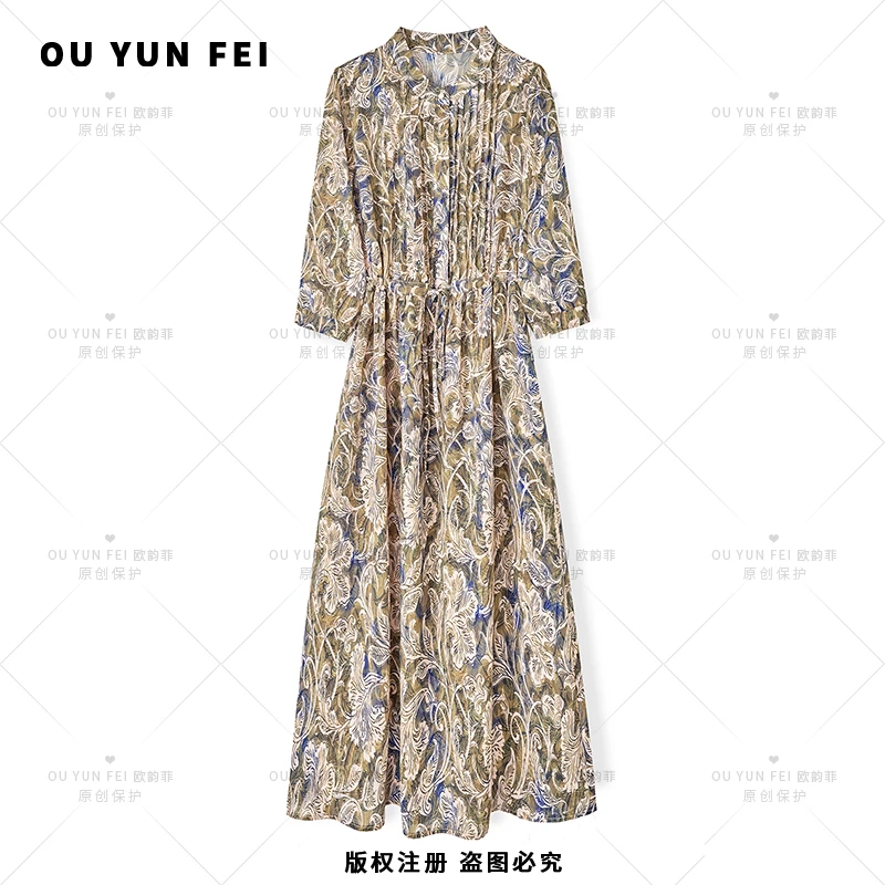 高级感连衣裙女新款气质显瘦穿搭时尚洋气印花长裙HY1731