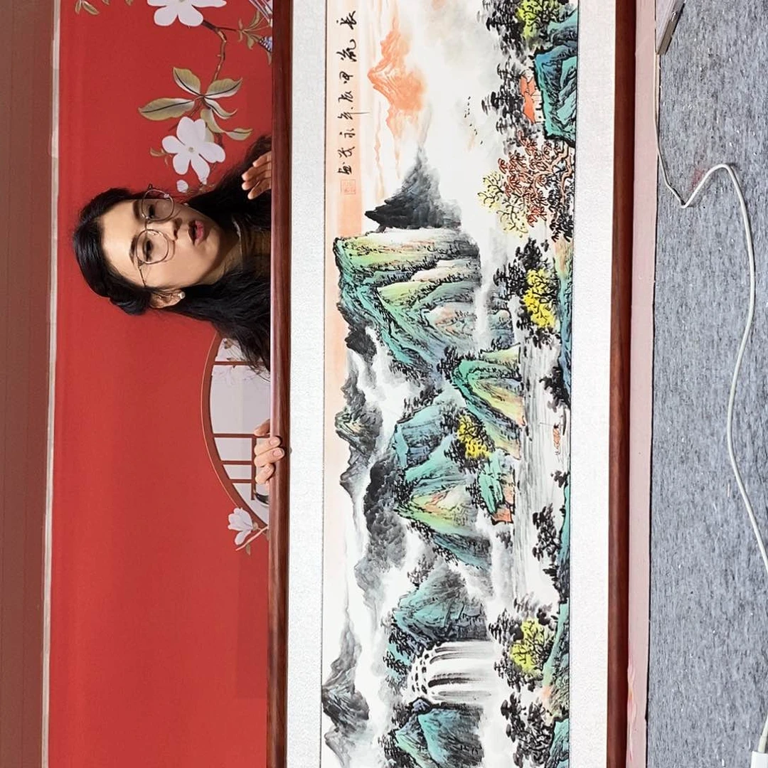 国画手写手绘带框包邮47✖️163