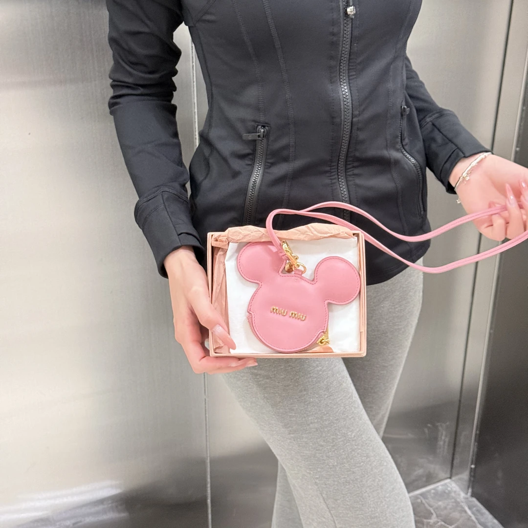 95新 MIU MIU/缪缪 miumiu蜜桃粉米老鼠小手提