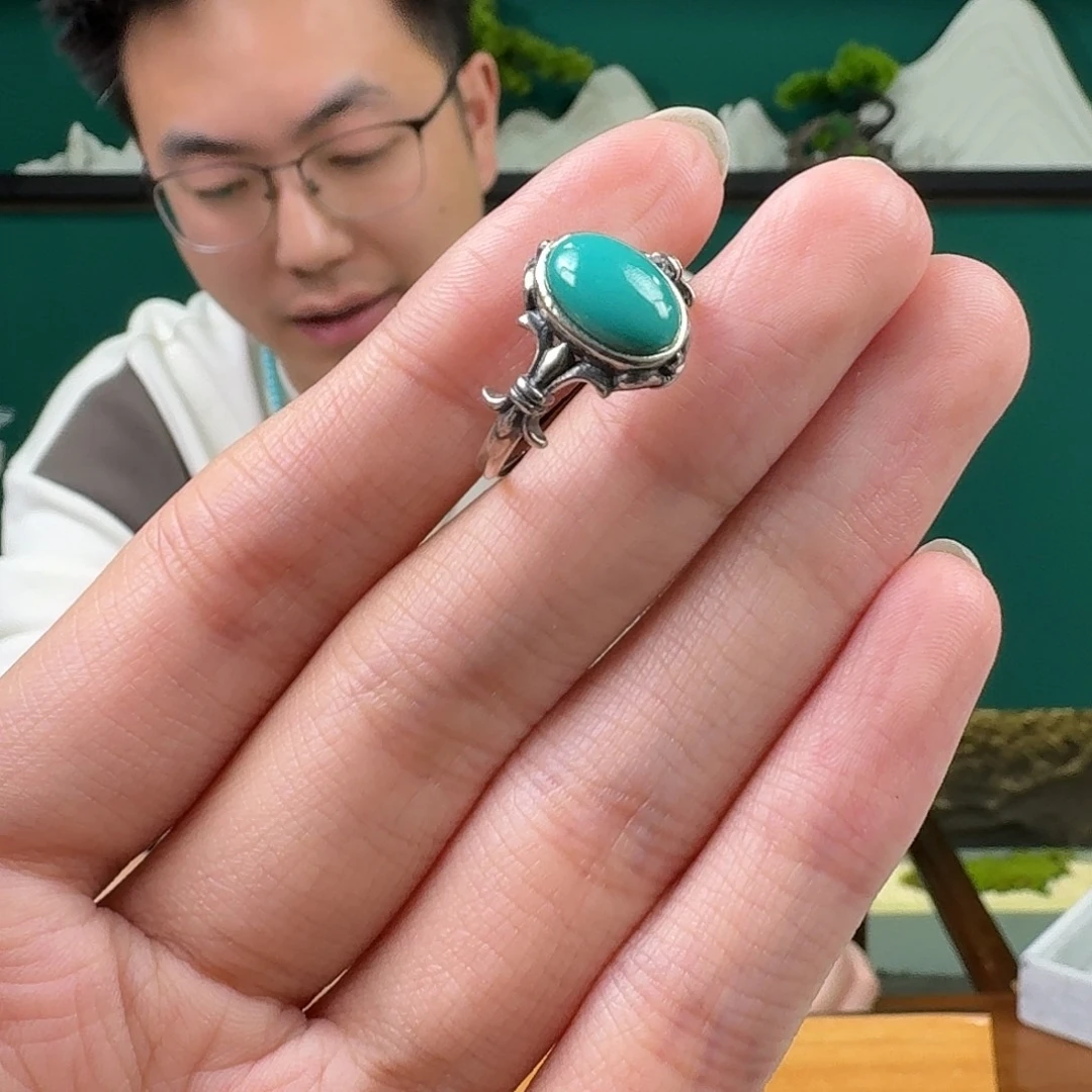 绿松石银S925镶嵌珠宝奇石54