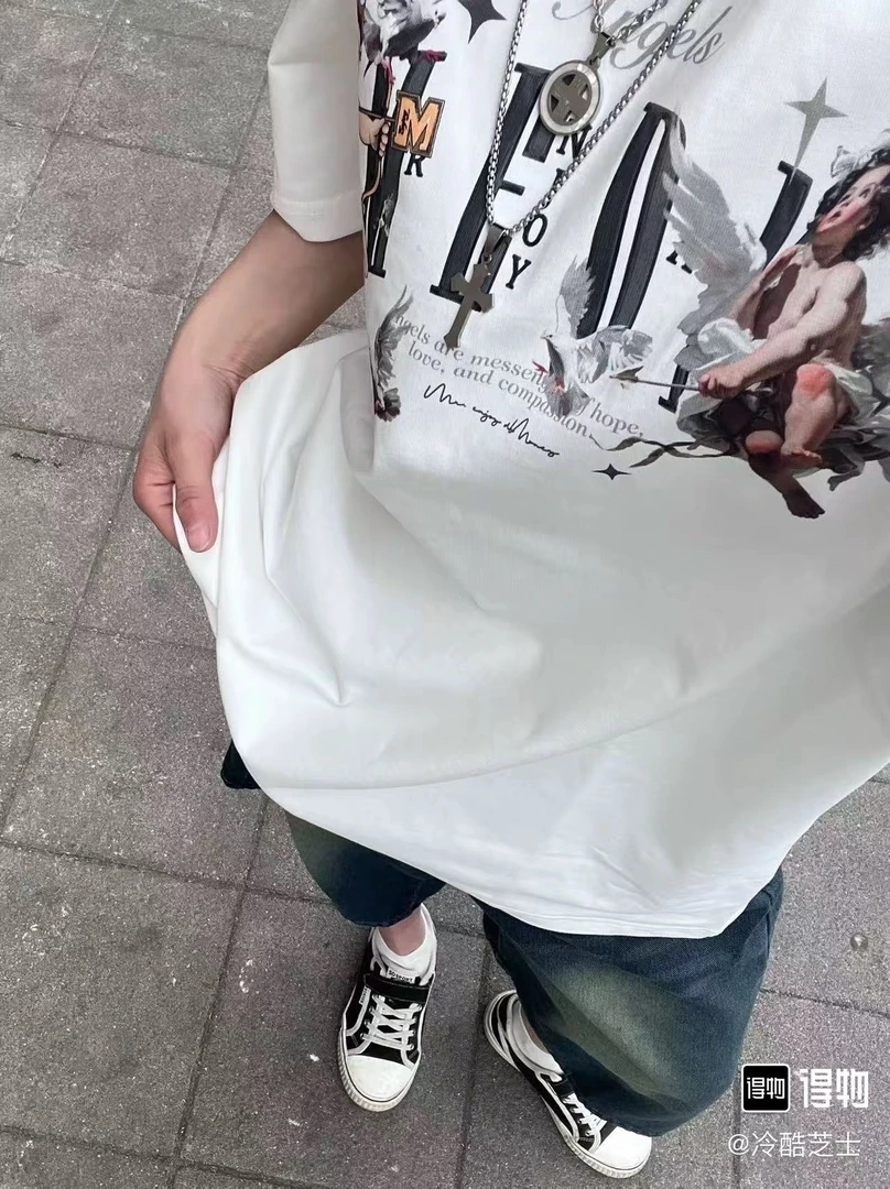 【贝塔】潮牌ME丘比特和平鸽百棉短袖 男女同款