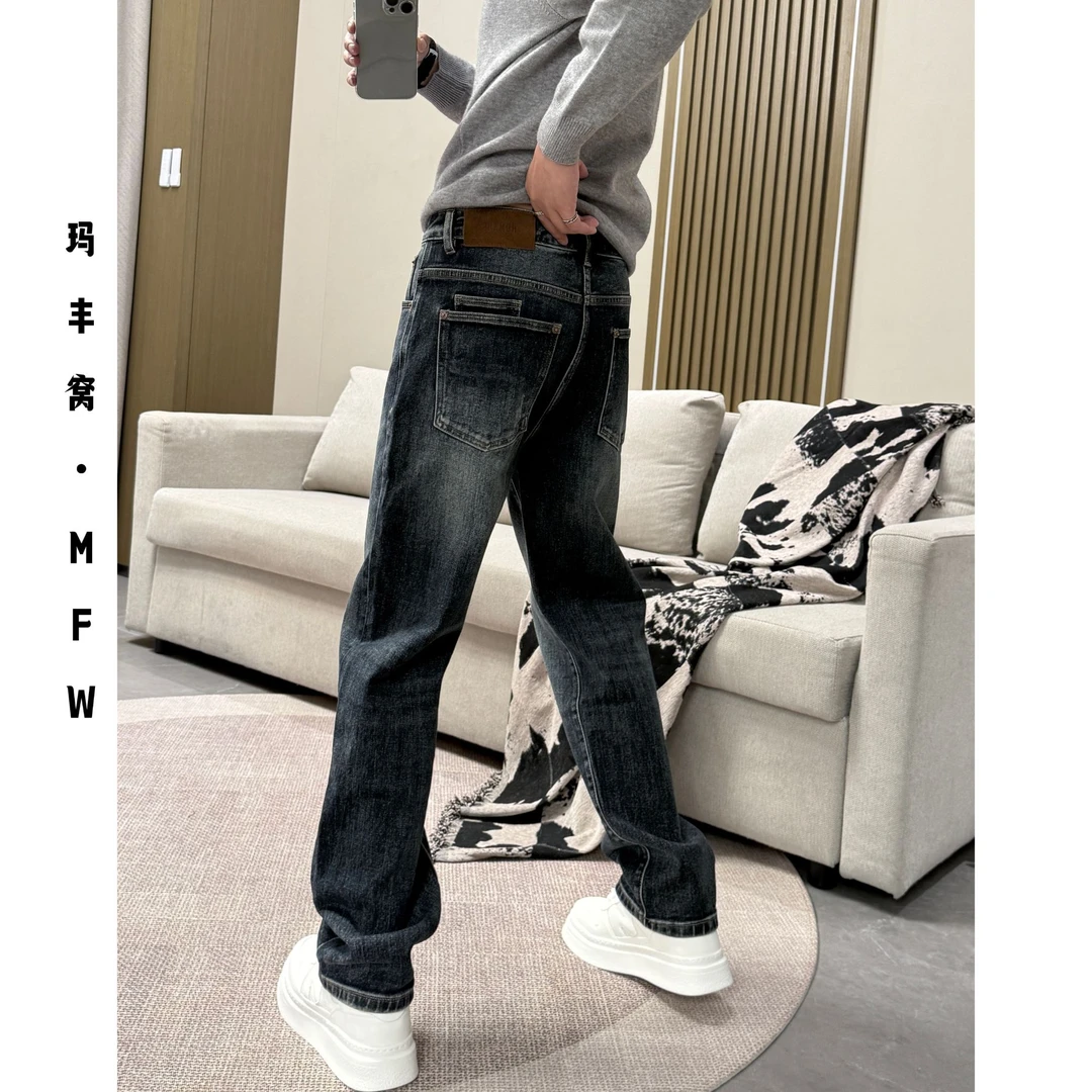 2025男士秋季美式高弹力修身复古百搭时尚简约潮流牛仔裤0043