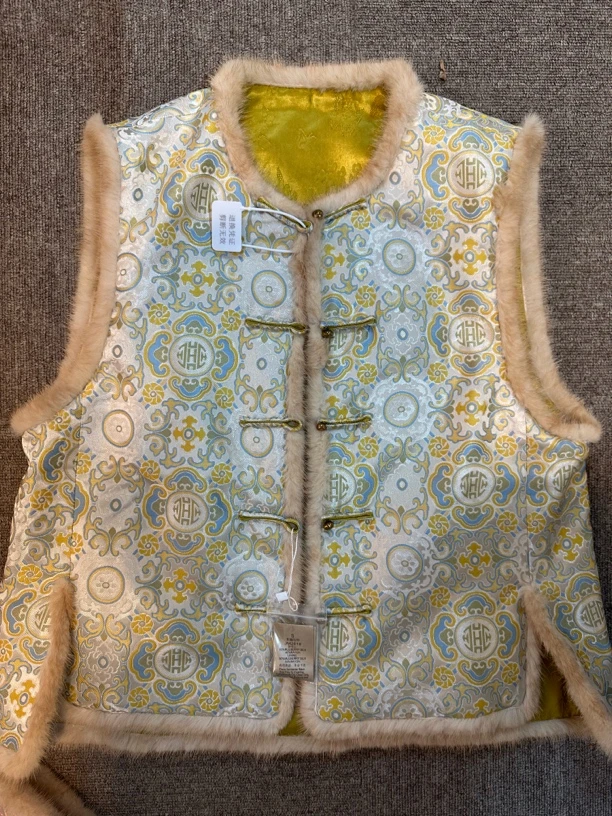 福寿四合如意纹棉马甲