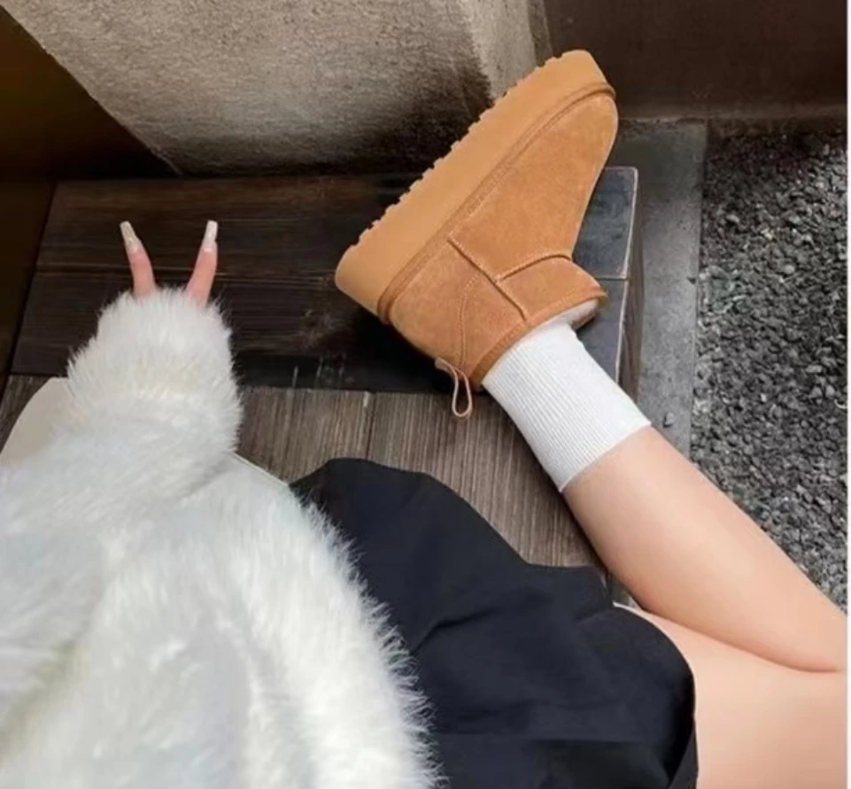 【七奈专属】周冬雨同款经典百搭真皮雪地靴-5853