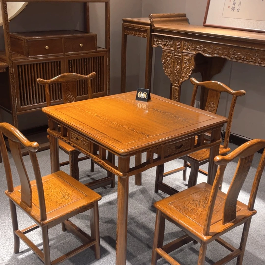 成套家具鸡翅木类78 78 73鸡翅木方桌单张送钢化玻璃