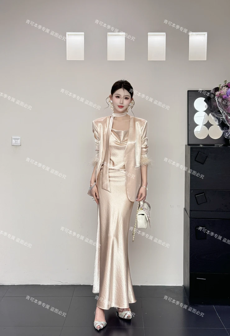 【圣托里尼日落】小雨轻奢长袖时尚法式小众轻熟设计师气质款25346