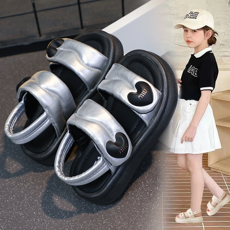 童鞋女童凉鞋2025夏季新款女孩公主沙滩鞋软底透气儿童露趾鞋