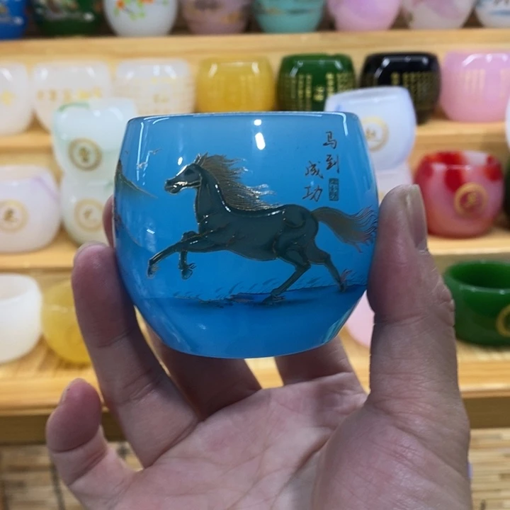 手工艺品琉璃冰川蓝主人杯
