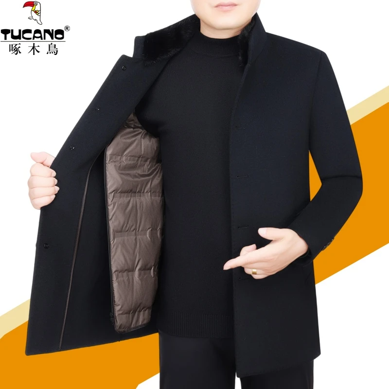 啄木鸟2025年冬季新款高档行政夹克羽绒服鸭绒冬装休闲外套男爆款