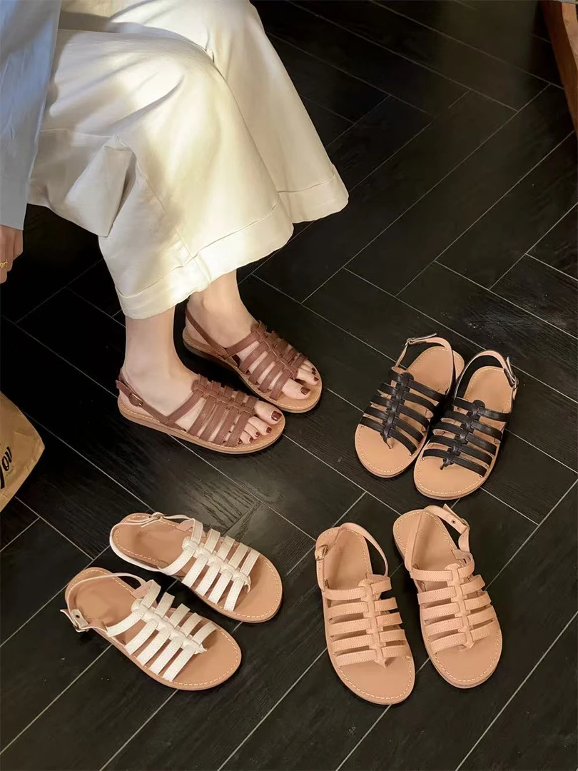 135-2 平底罗马凉鞋女夏2025年新款波西米亚民族风软底防滑沙滩鞋