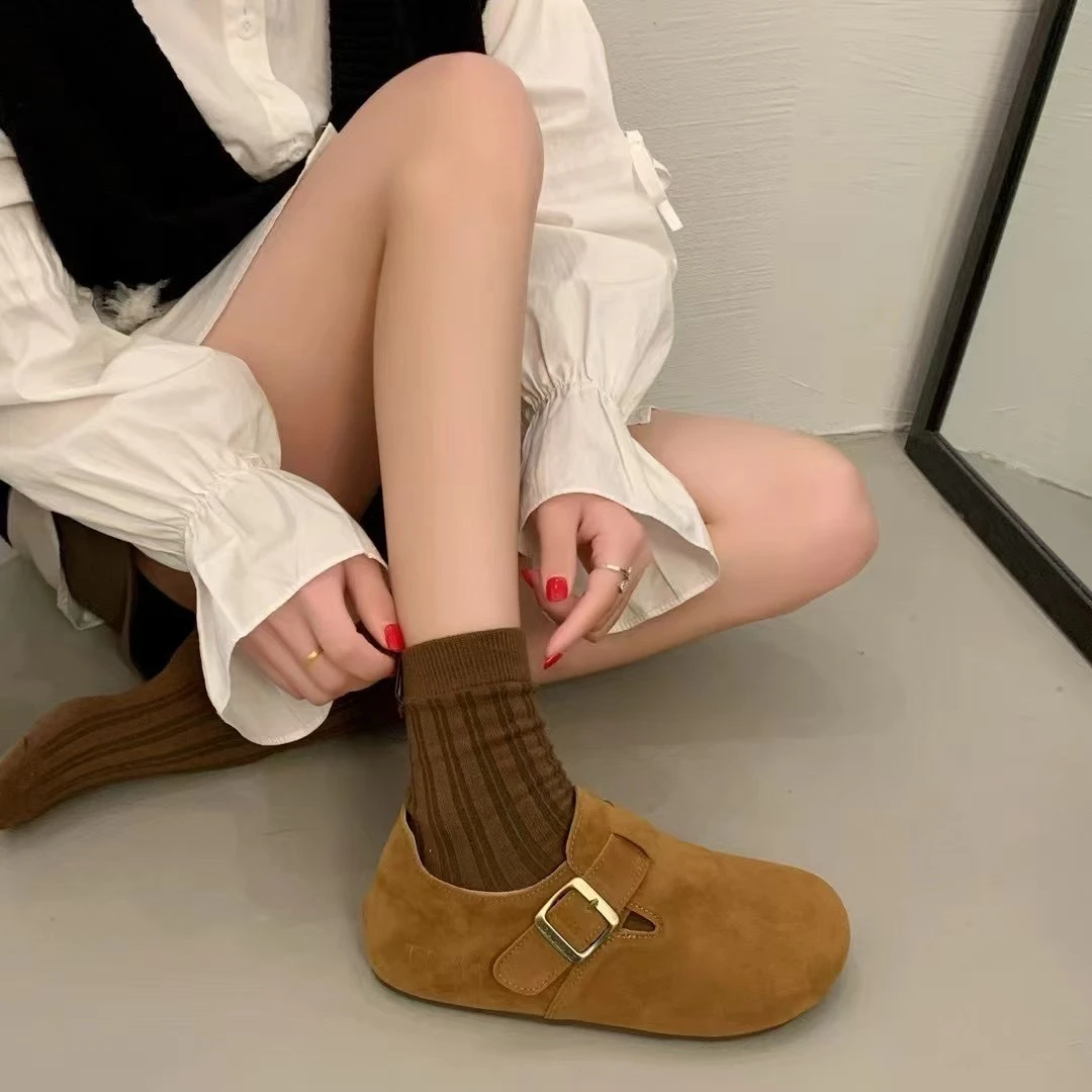 厚底韩版圆头皮鞋单鞋法式复古女鞋勃肯鞋