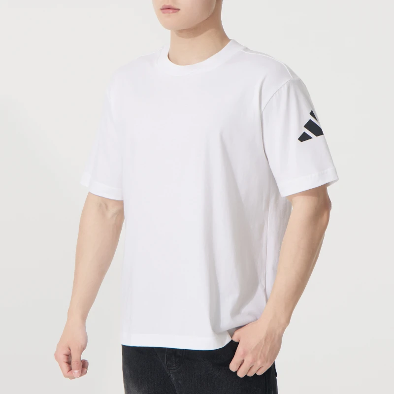 【达人专属】阿迪达斯纯棉T恤男装新款圆领休闲服透气短袖衫 JC9296