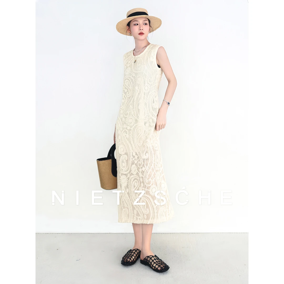 Nietzsche｜暮色｜贵气女主 重磅蕾丝无袖女气质温柔连衣裙61659