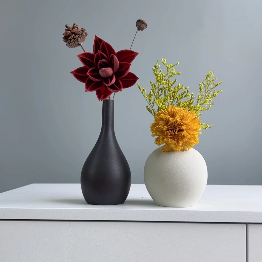 摆件陶瓷小花瓶摆件含花总高约20-30cm