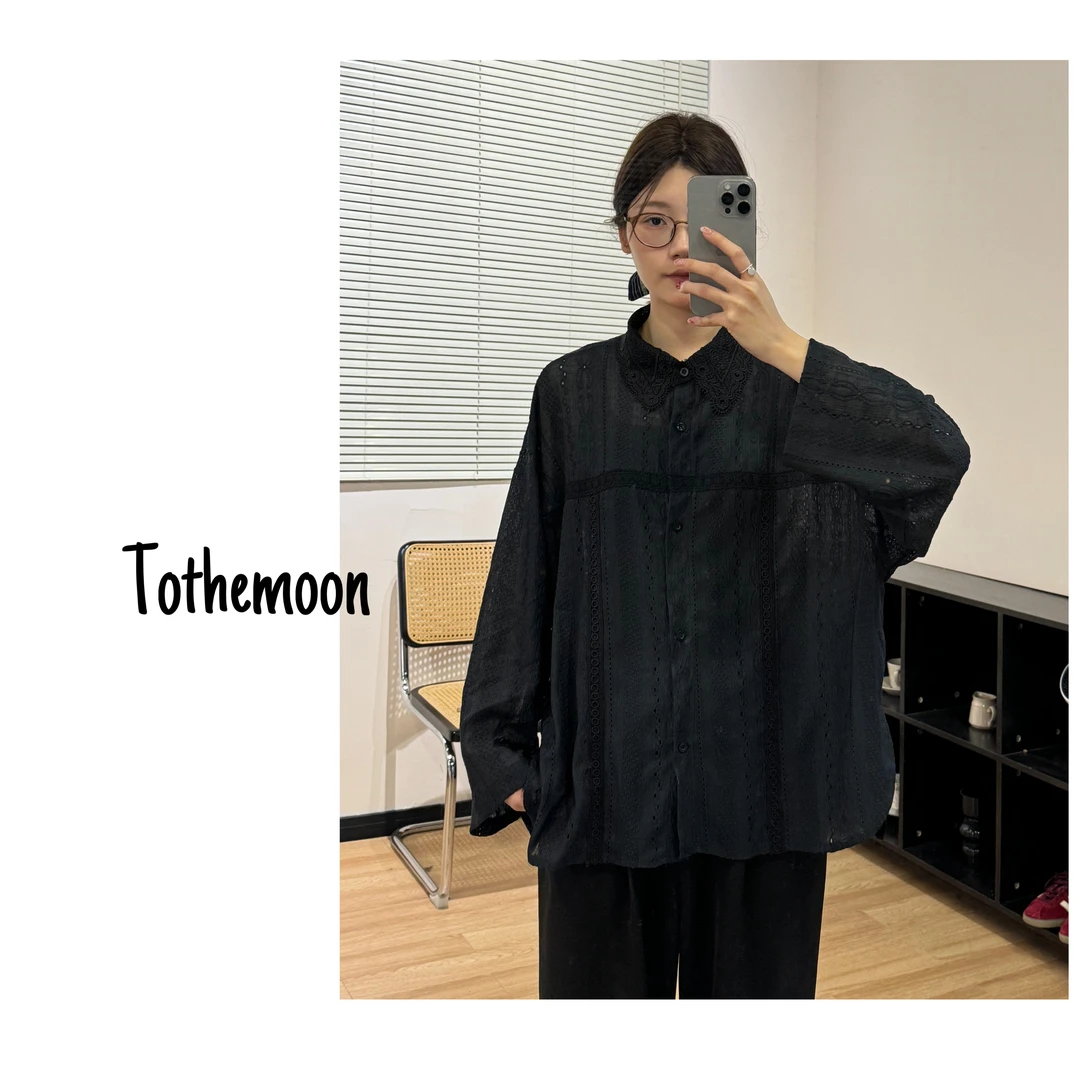 UpSd 原创【脆弱】2025早春蕾丝花边镂空衬衫休闲百搭宽松