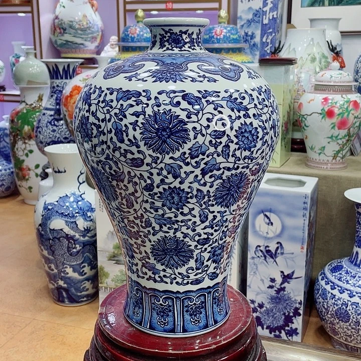 花瓶全手工釉下青花梅瓶