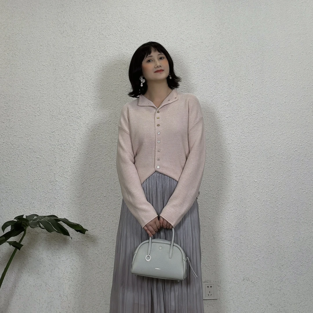 PUYE 绵羊毛针织开衫毛衣外套