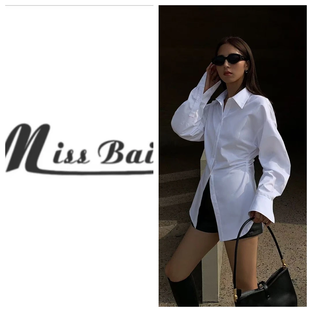 【白姐严选】白色收腰显瘦长袖衬衫女小众2025春季新款修身衬衣-C10