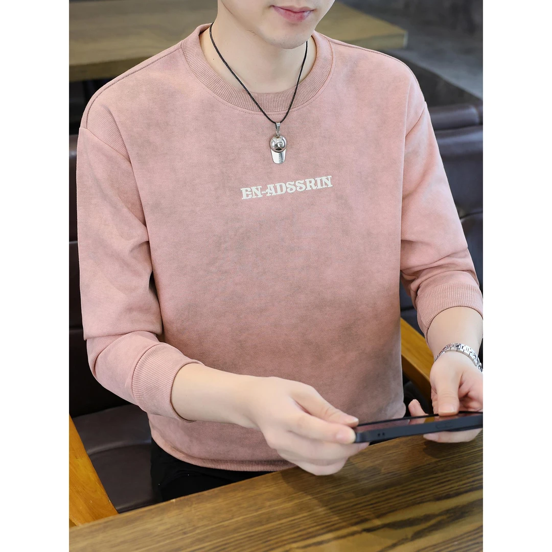 ICCLEK男士卫衣春秋季2025新款潮流休闲潮流印花长袖t恤男打底衫