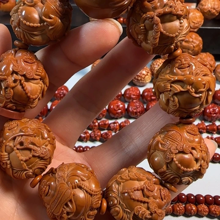 橄榄核手串/手链荷叶大弥勒24大尺寸手串