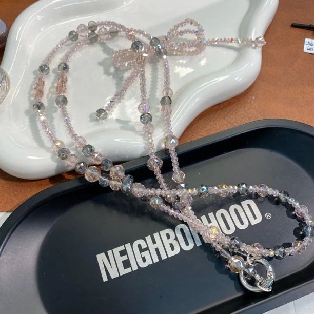 910灰粉挂脖原创手机链